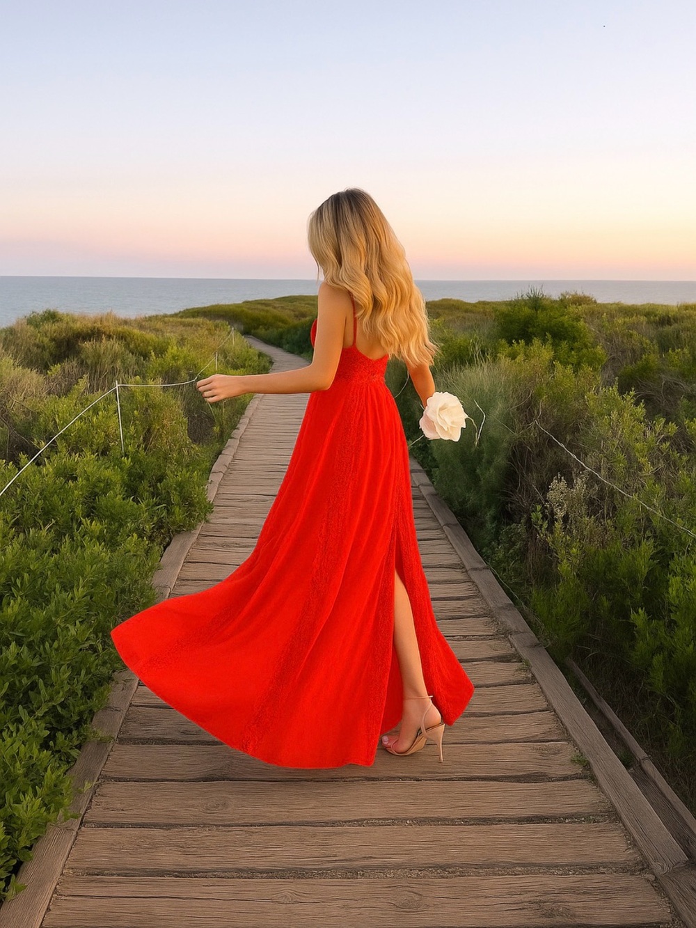 NWT Lace trim backless maxi dress